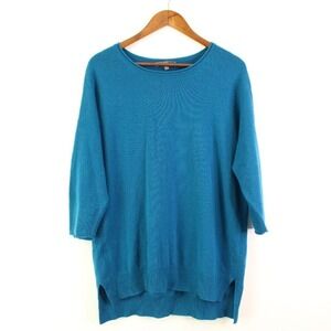 Neiman Marcus Cashmere Rolled Dolman Sweater Teal Size L